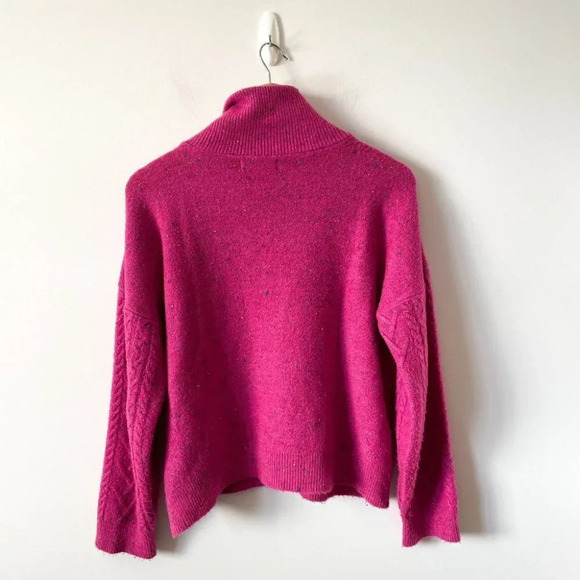 Neon &  Nylon Pullover 1/4 Zip Cable Knit Sweater Confetti Pink Size Small - Picture 3 of 5